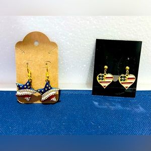 Costume jewelry Two pairs of Patriotic earrings